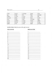 English Worksheet: Regular and Irregular verbs 