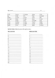 English Worksheet: Regular and Irregular verbs 