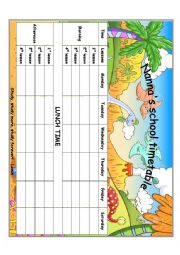 English Worksheet: My school timetable