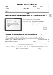 English Worksheet: 9th grade test technology 1st part