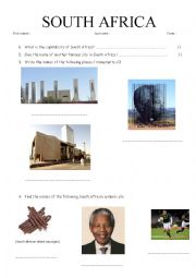 English Worksheet: Webquest South Africa