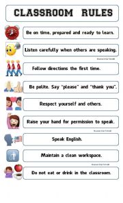 CLASSROOM RULES POSTER EMOJIS