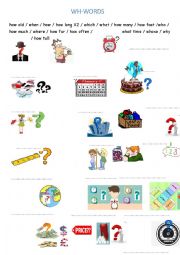 English Worksheet: WH-words /question words revision worksheet