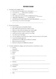 English Worksheet: Writing Exam Review