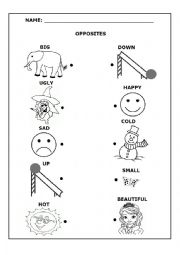 Opposites matching game - ESL worksheet by Nicola5052