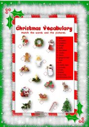 Christmas vocabulary-matching exercise