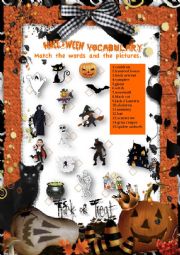 Halloween vocabulary-matching exercise