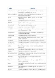 English Worksheet: Vocabulary Advertisement 