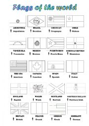English Worksheet: Flags and countries of the world