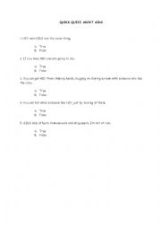English Worksheet: Quick quizz on AIDS