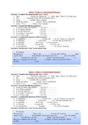 English Worksheet: worksheet on the verb TO BE