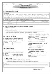 English Worksheet: End Of Term Local Test