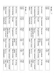 English Worksheet: like, love, hate, etc + ING