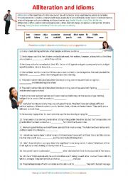 English Worksheet: Alliteration and Idioms