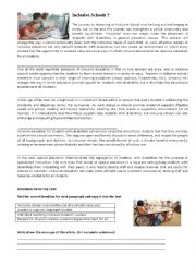 English Worksheet: Inclusive Schools