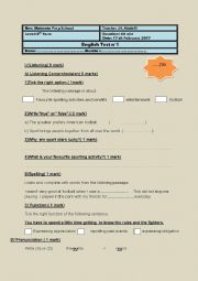 English Worksheet: listening test