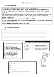 English Worksheet: Johns daily routine