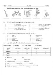 Sport,question words, prepositions of time