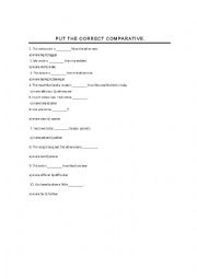 English Worksheet: Comparatives