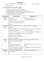 English Worksheet: Past conti lesson plan
