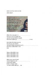 English Worksheet: Have a little faith in me! song worksheet