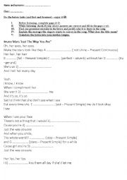 English Worksheet: Bruno Mars Just The Way You Are 