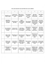 Simple Past Vs. Present Perfect Bingo