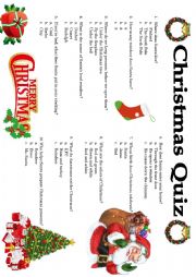 English Worksheet: Christmas Quiz