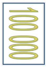 English Worksheet: Number Flashcards 100 000 - 1 000 000