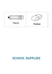 English Worksheet: School supplies and colours