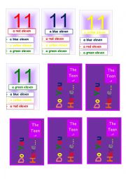 English Worksheet: Quartets Card Game  - Numbers 11-20 & Colors