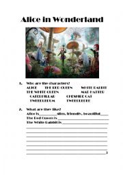 English Worksheet: Past Simple with Alice in Wonderland