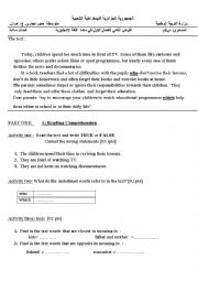 English Worksheet:  tv and the children, 