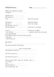 English Worksheet: all about me