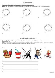 English Worksheet: Prepositions - telling time - can cant - must musnt - 2