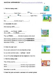 English Worksheet:  superheroes powers