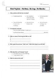 English Worksheet: Disability - Nick Vujicic