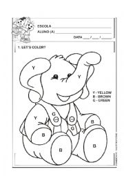 English Worksheet: Elephant Colours