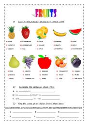 English Worksheet: FRUITS