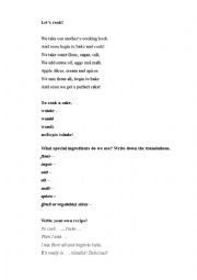 English Worksheet: Lets Cook!
