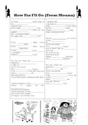 English Worksheet: Moana - How far Ill go