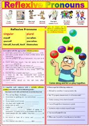 English Worksheet: Reflexive Pronouns  +  Exercises + Key