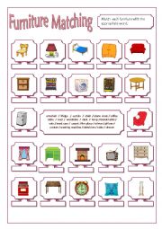 English Worksheet: Furniture matching