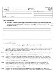English Worksheet: Parenting a teen in the 21st century