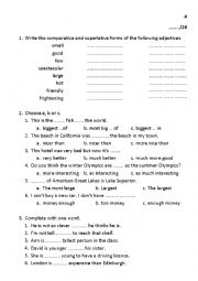 English Worksheet: comparative superlative adjectives