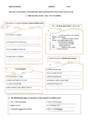 English Worksheet: quız for 9th grade