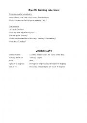 English Worksheet: Brighton and weather 3 (learning outcomes)