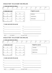 English Worksheet: spelling test