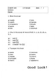 English Worksheet: Fruit, plural