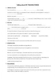 English Worksheet: My training period